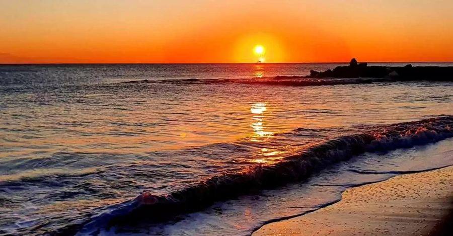Sunset over the sea in Ostia